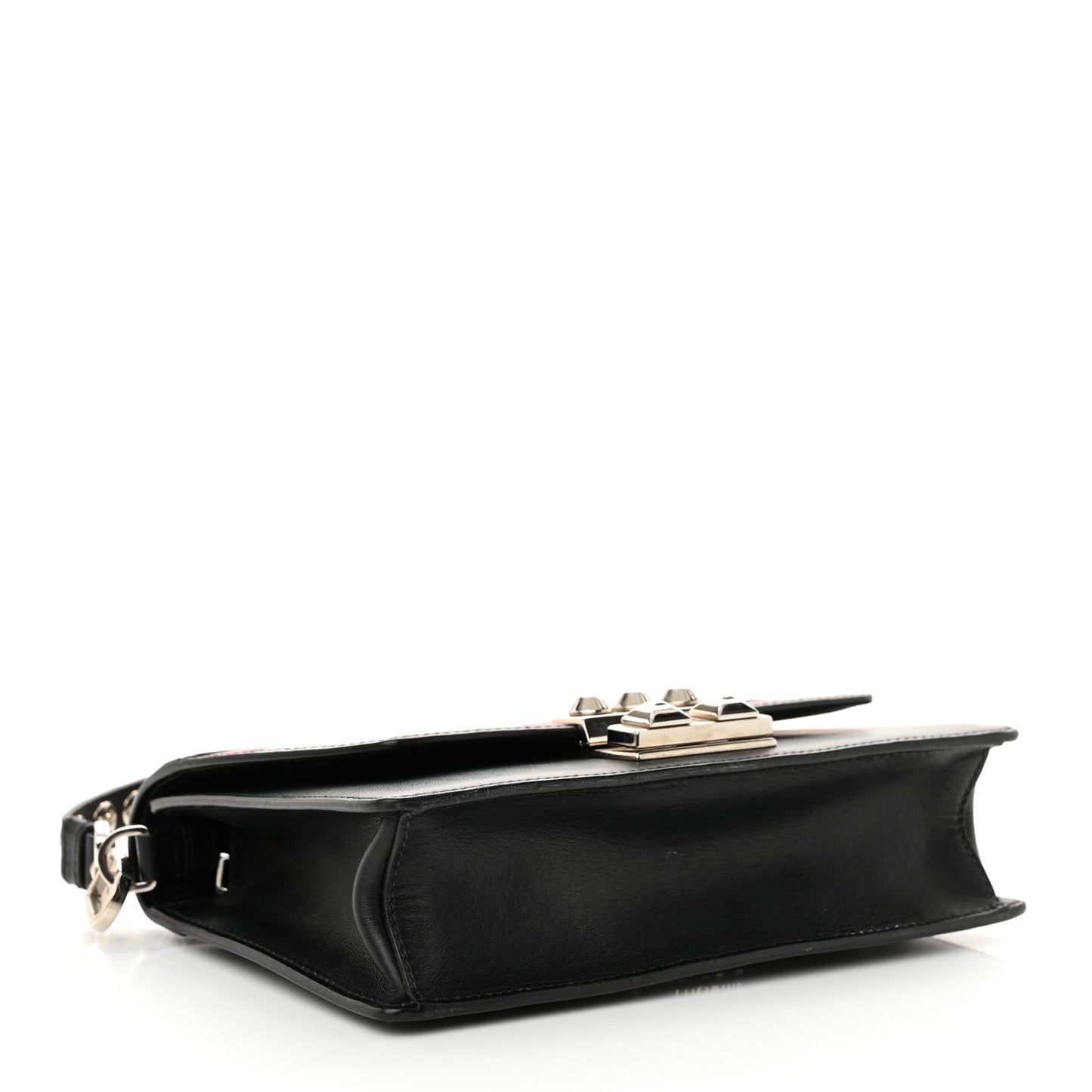 City Calfskin Saffiano Racing Logo Elektra Shoulder Bag Fuxia Black