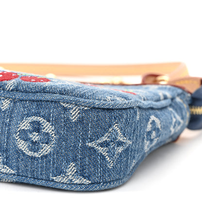 Louis Vuitton LV X TM Monogram Denim Cerises Pochette Accessories Blue 9 of 10