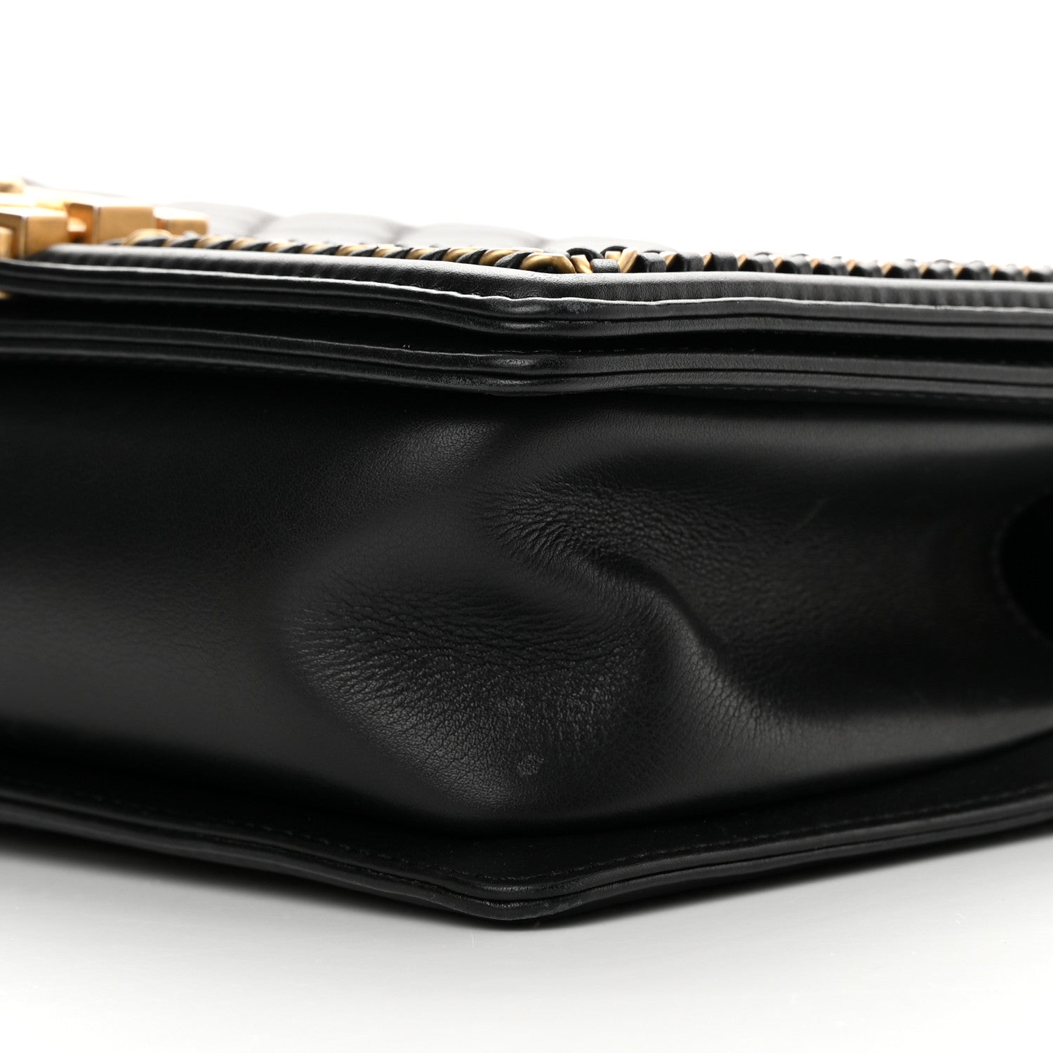 Chanel Calfskin Quilted Medium Boy Top Handle Flap Black 10 of 16