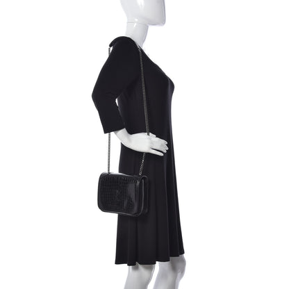 Saint Laurent Crocodile Embossed Lambskin Matelasse Monogram Niki Chain Wallet Black 2 of 12