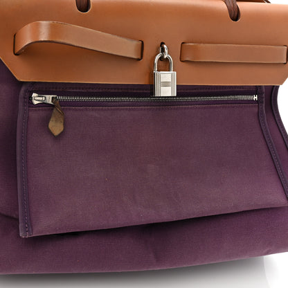 Hermes Vache Hunter Toile Herbag Zip 31 PM Fauve Cassis 10 of 18