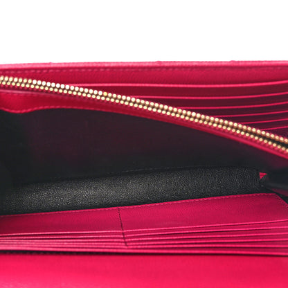 Saint Laurent Grain De Poudre Matelasse Chevron Cassandre Chain Wallet Lipstick Fuschia 5 of 8