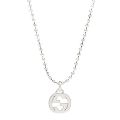 Gucci Sterling Silver Interlocking GG Pendant Beaded Necklace 1 of 4