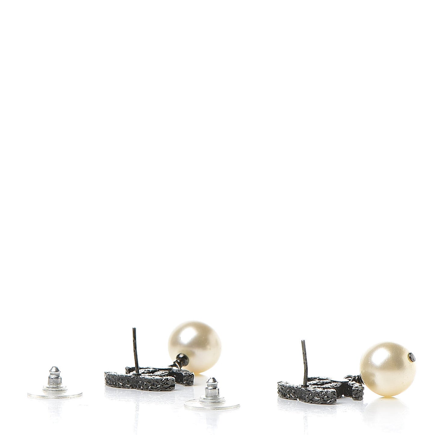 Ruthenium CC Pearl Drop Earrings