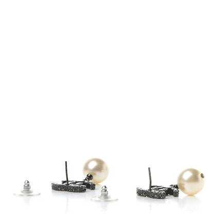 Chanel Ruthenium CC Pearl Drop Earrings 3 of 6