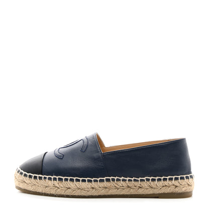 Chanel Lambskin CC Espadrilles 38 Navy Black 1 of 10