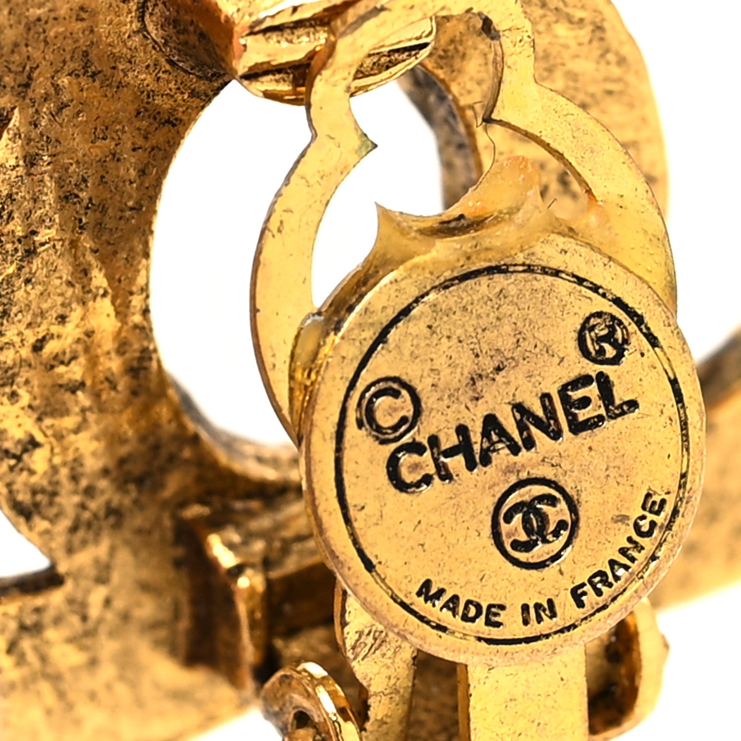 Chanel Crystal Studded CC Clip On Earrings Gold 4 of 4