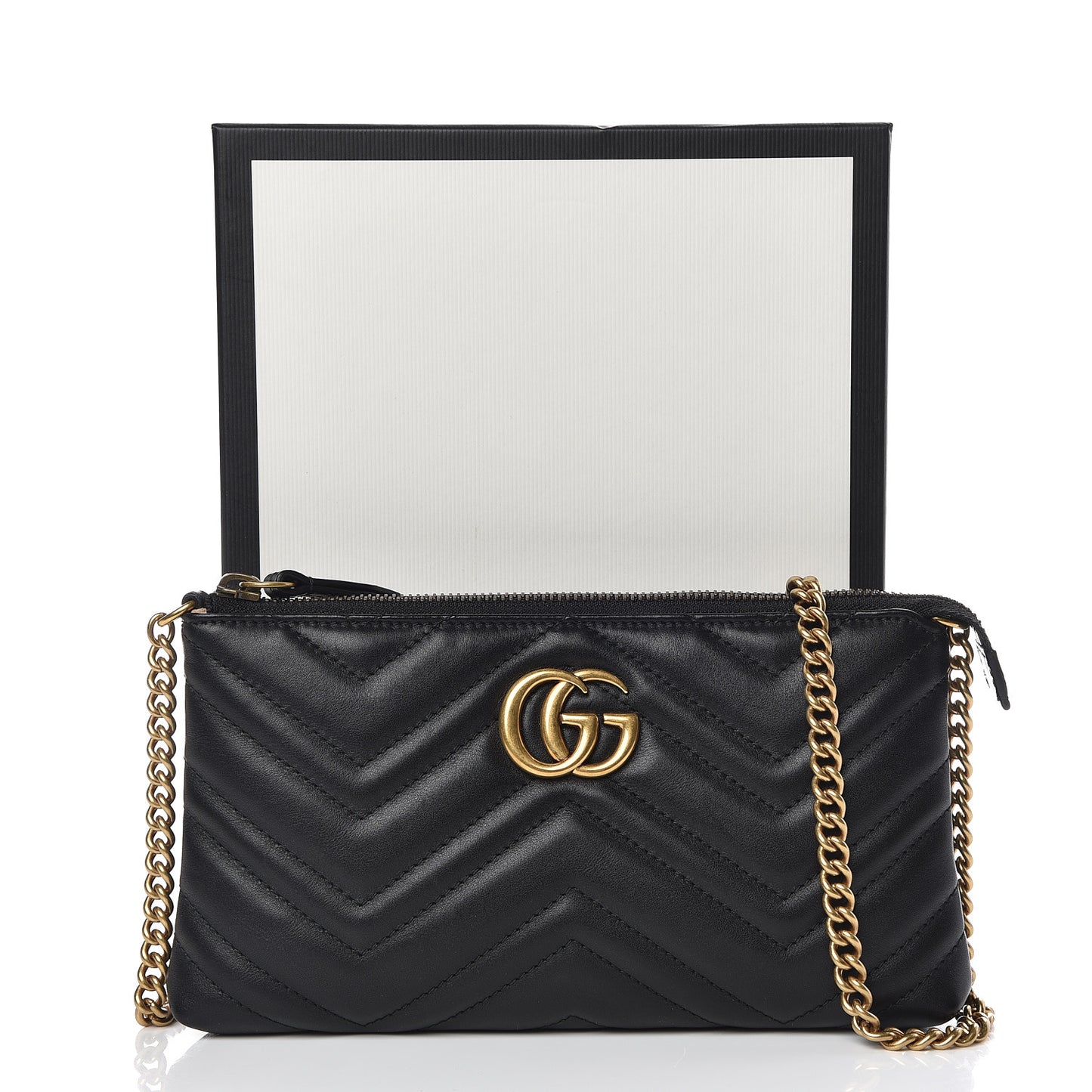 Calfskin Matelasse Mini GG Marmont Chain Bag Black
