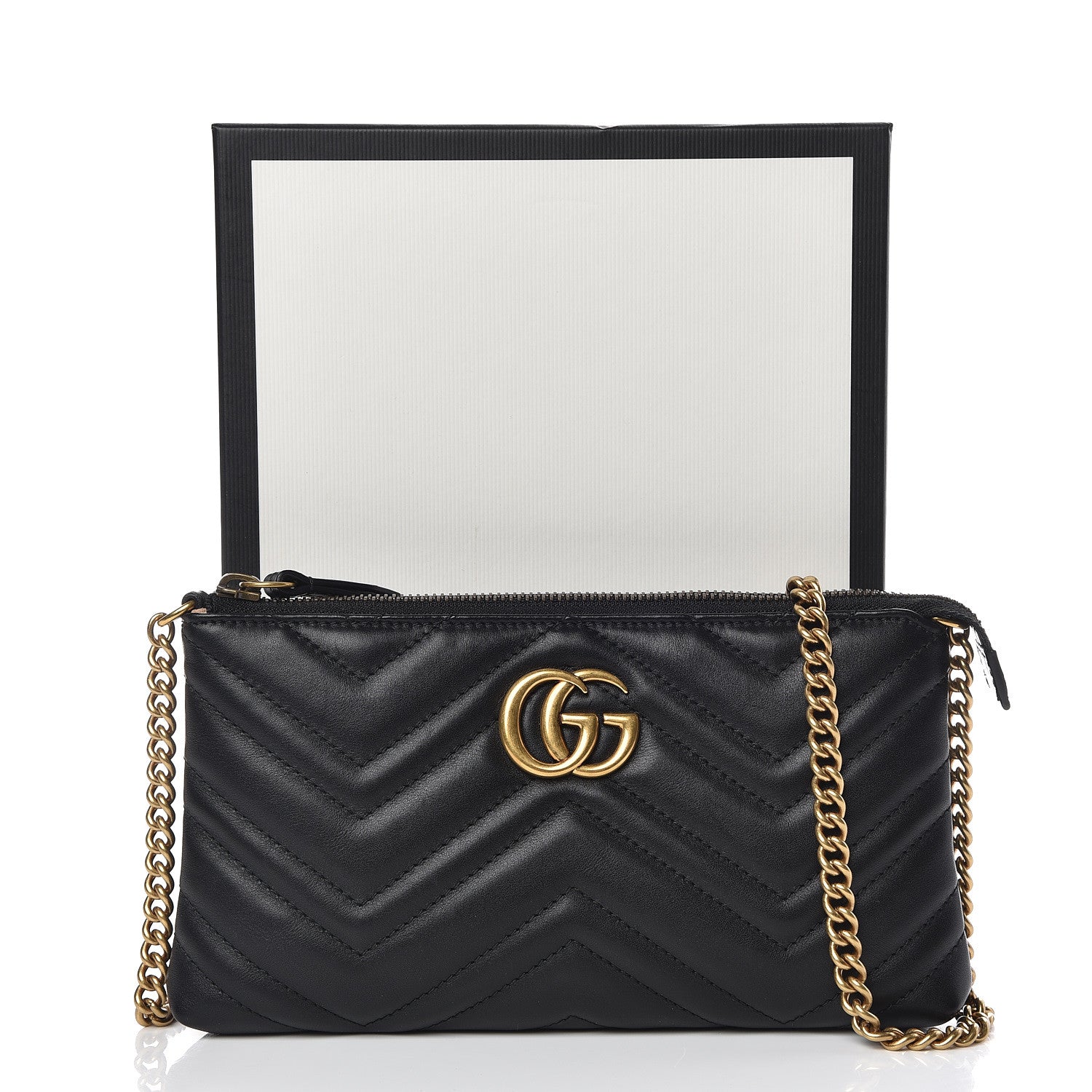 Gucci Calfskin Matelasse Mini GG Marmont Chain Bag Black 10 of 10