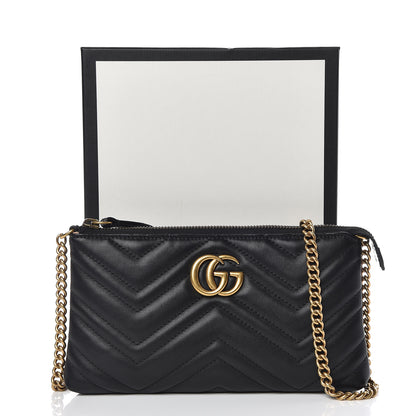 Gucci Calfskin Matelasse Mini GG Marmont Chain Bag Black 10 of 10