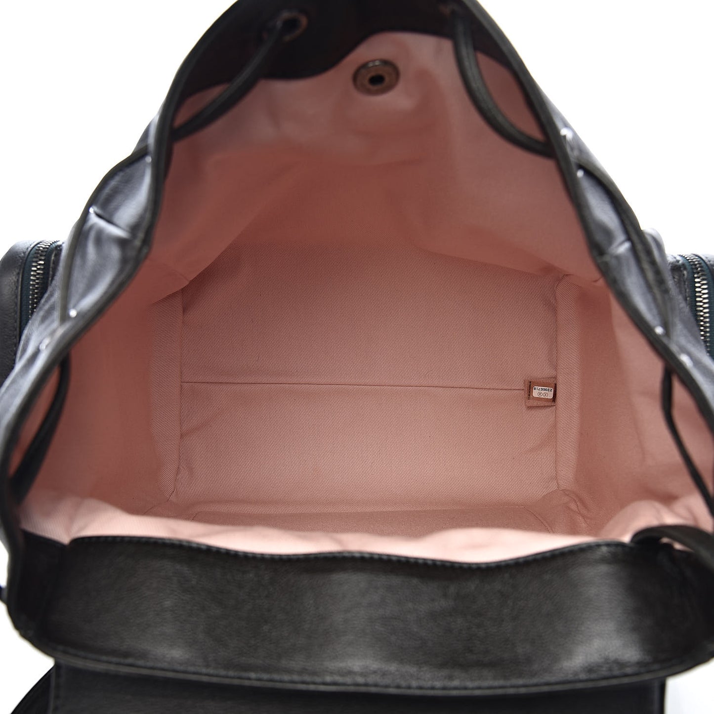 Grained Calfskin Stitched Pocket Backpack Dark Green