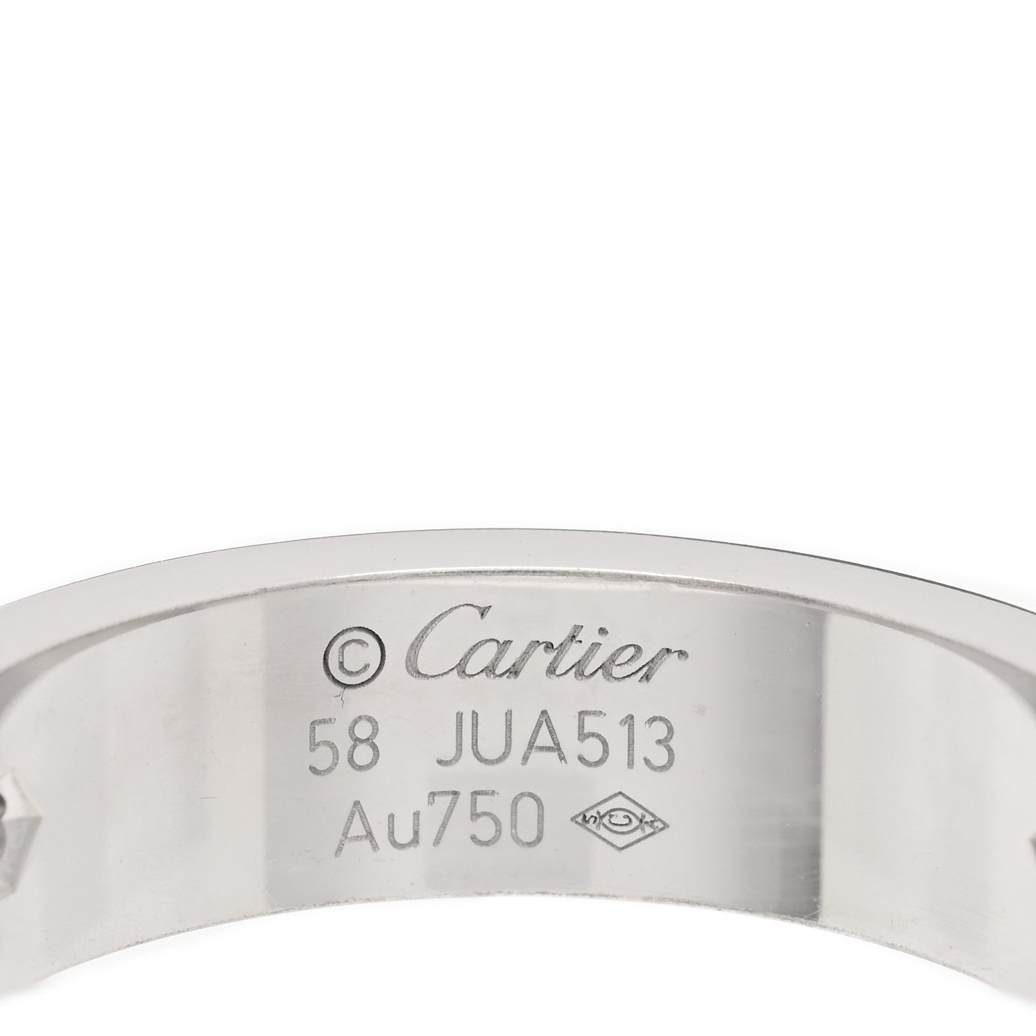 Cartier 18K White Gold 3 Diamond 5.5mm LOVE Ring 58 8.25 4 of 5