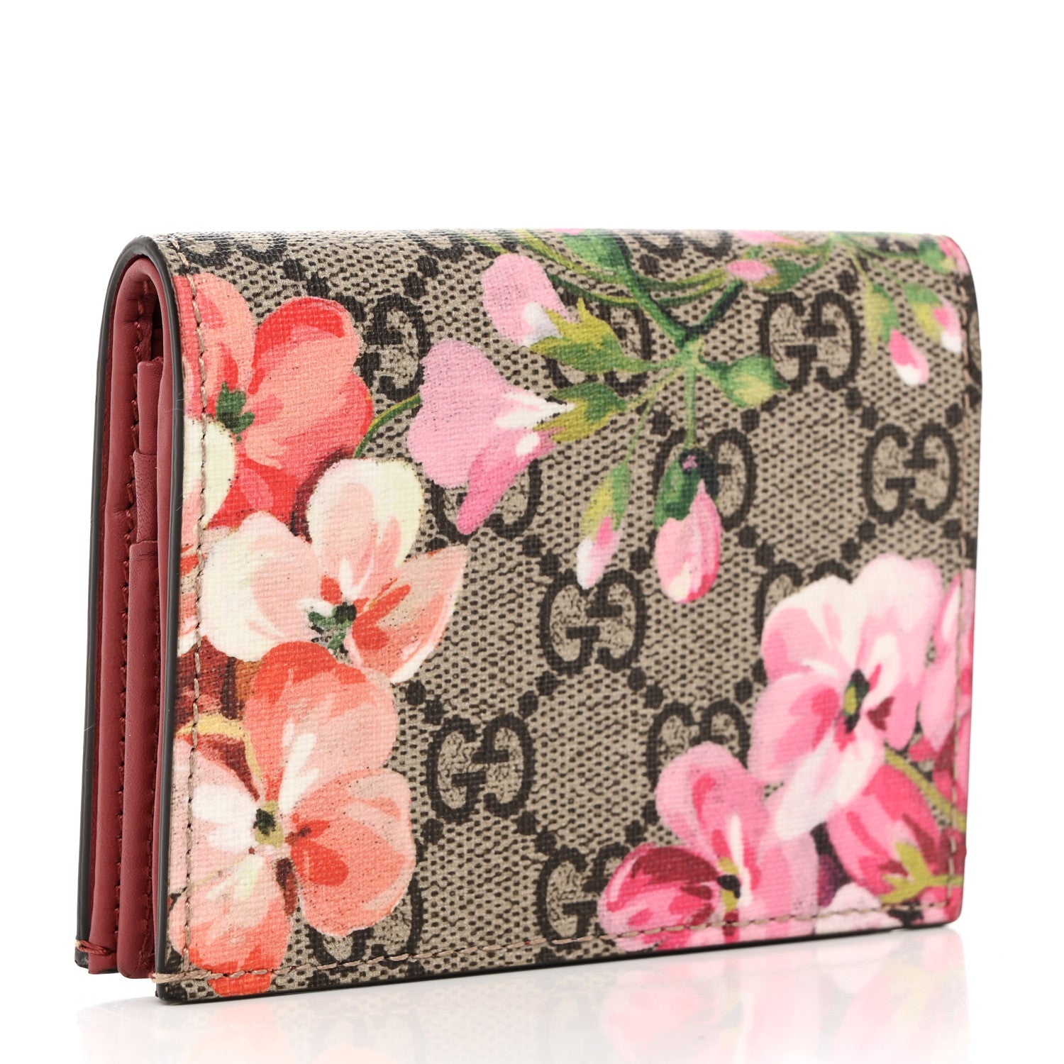 Gucci GG Supreme Monogram Blooms Card Case Beige Multicolor Dry Rose 3 of 8