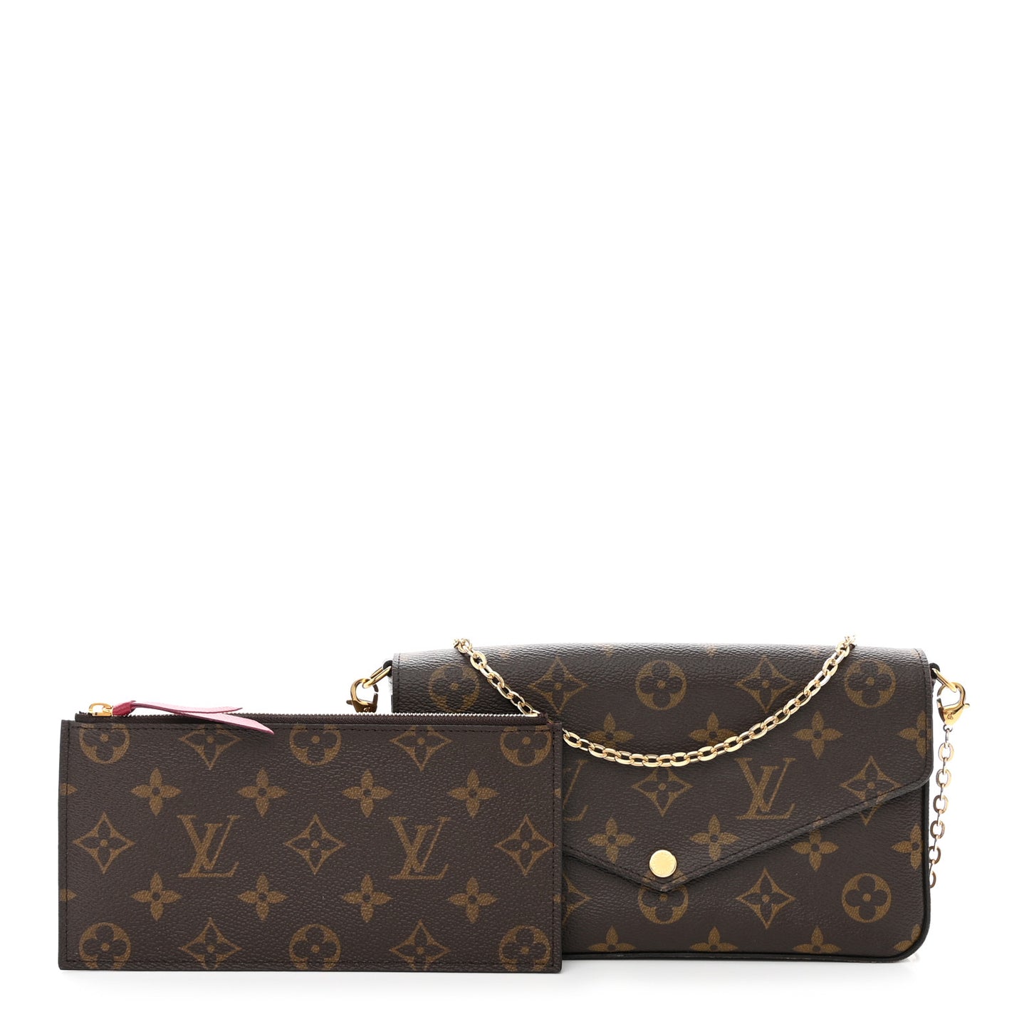 Monogram Pochette Felicie Chain Wallet Fuchsia