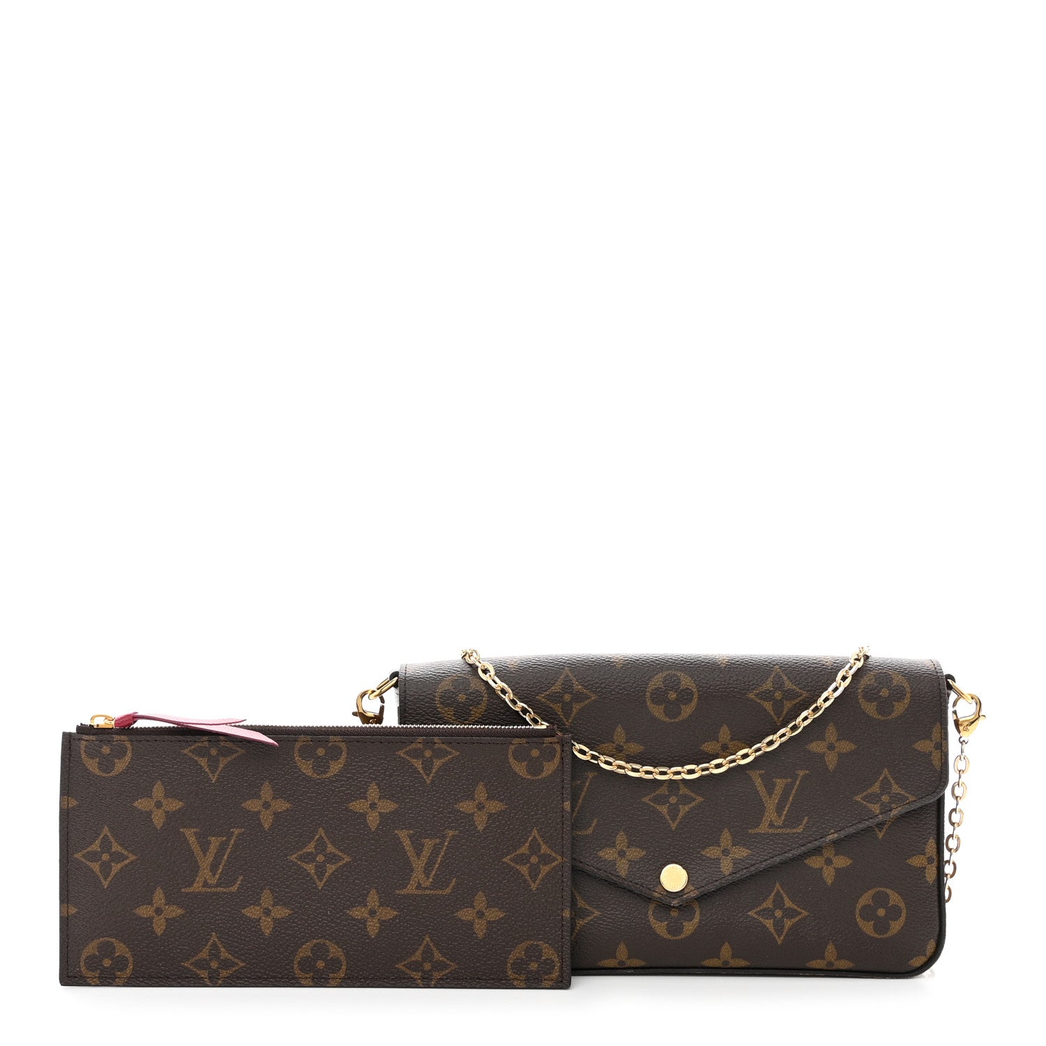 Louis Vuitton Monogram Pochette Felicie Chain Wallet Fuchsia 3 of 14