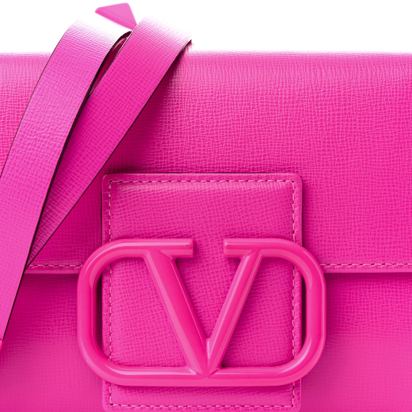 Grainy Calfskin Enamel Monochrome VLogo Stud Sign Shoulder Bag Pink PP