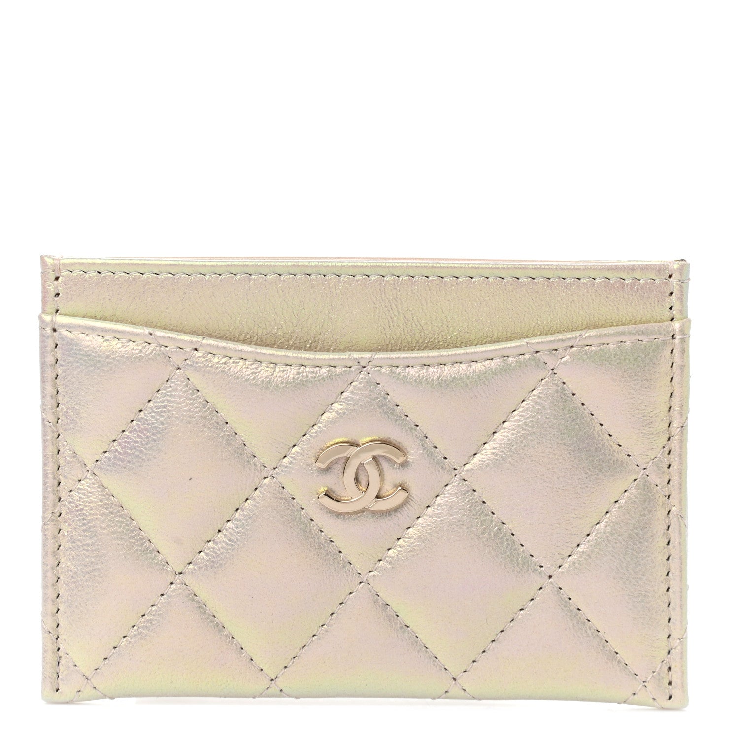 Chanel Iridescent Lambskin Quilted Card Holder Ivory 1 of 10