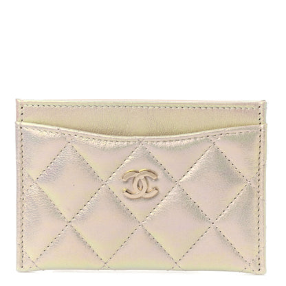 Chanel Iridescent Lambskin Quilted Card Holder Ivory 1 of 10