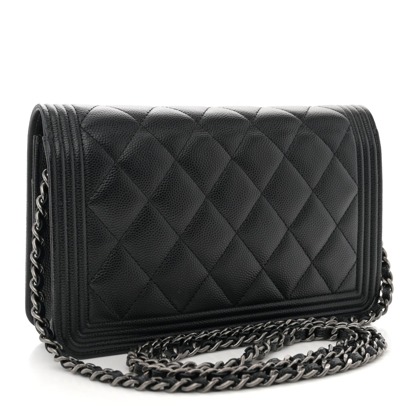 Caviar Quilted Boy Wallet On Chain WOC Black