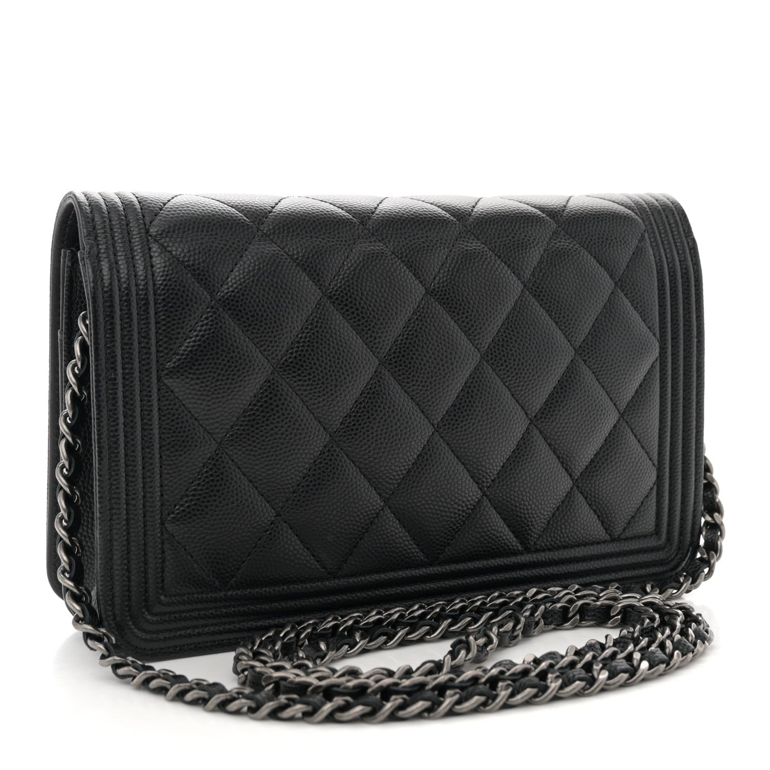 Chanel Caviar Quilted Boy Wallet On Chain WOC Black 3 of 14