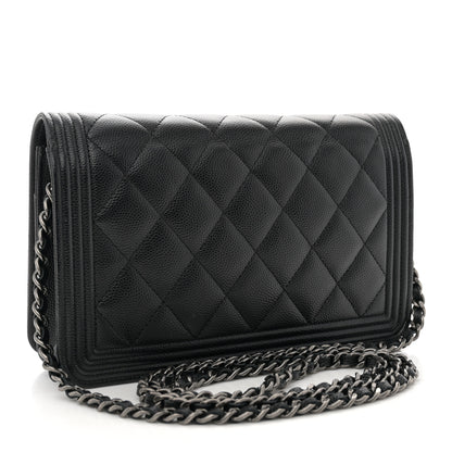 Chanel Caviar Quilted Boy Wallet On Chain WOC Black 3 of 14