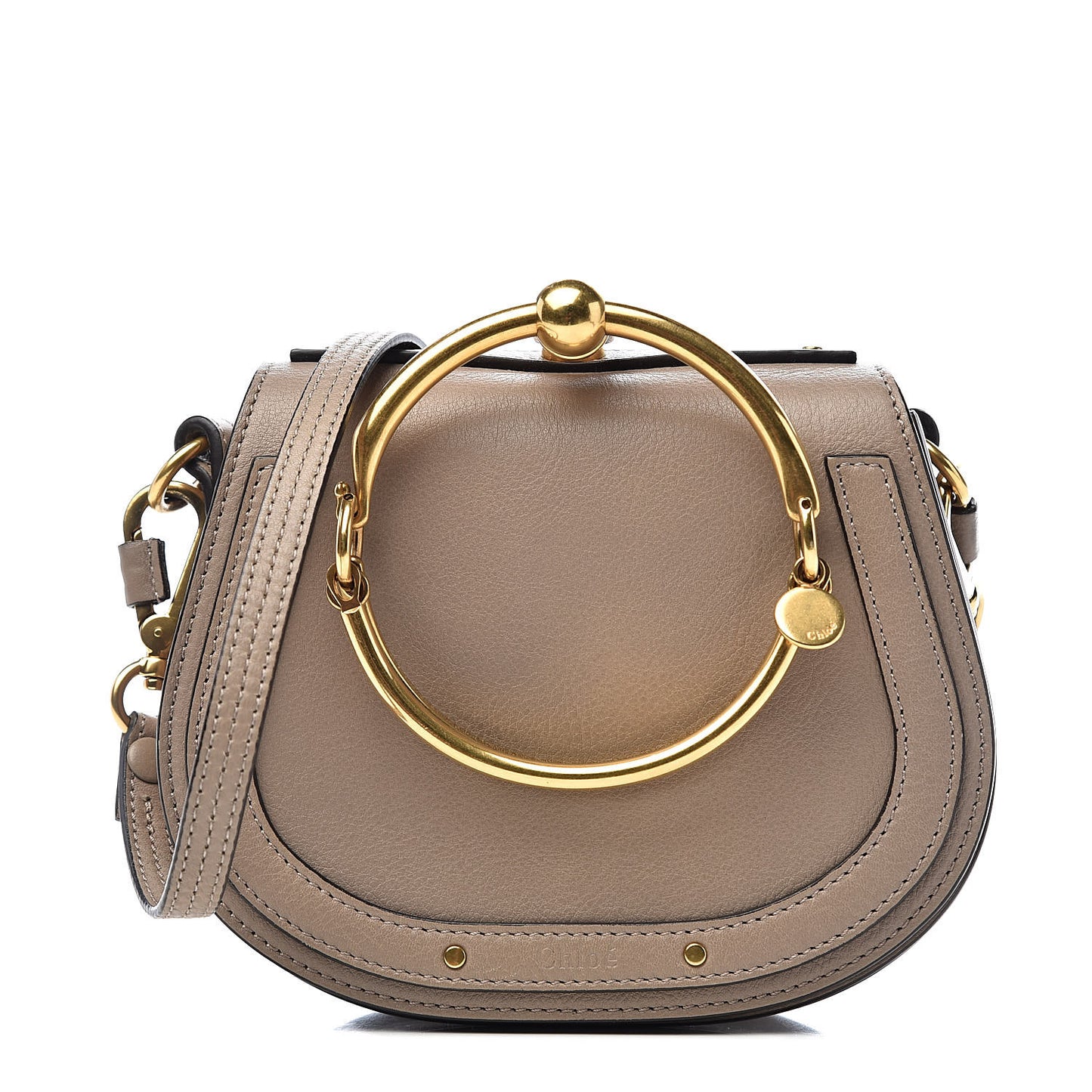 Calfskin Suede Small Nile Bracelet Bag Motty Grey