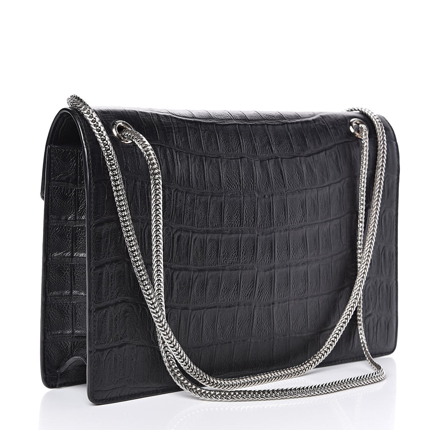 Calfskin Crocodile Embossed Medium Betty Black