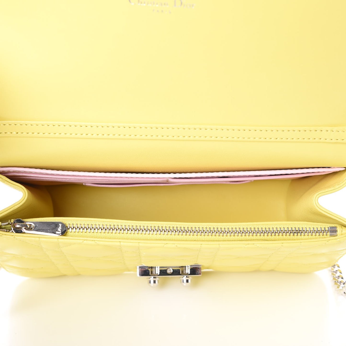 Lambskin Cannage Miss Dior Promenade Pouch Citron