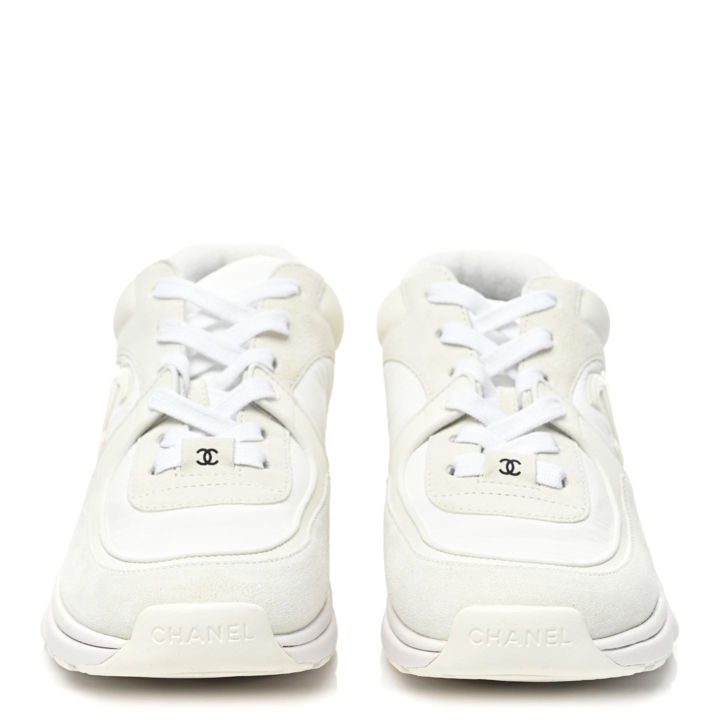 Suede Calfskin Fabric CC Sneakers 38.5 White