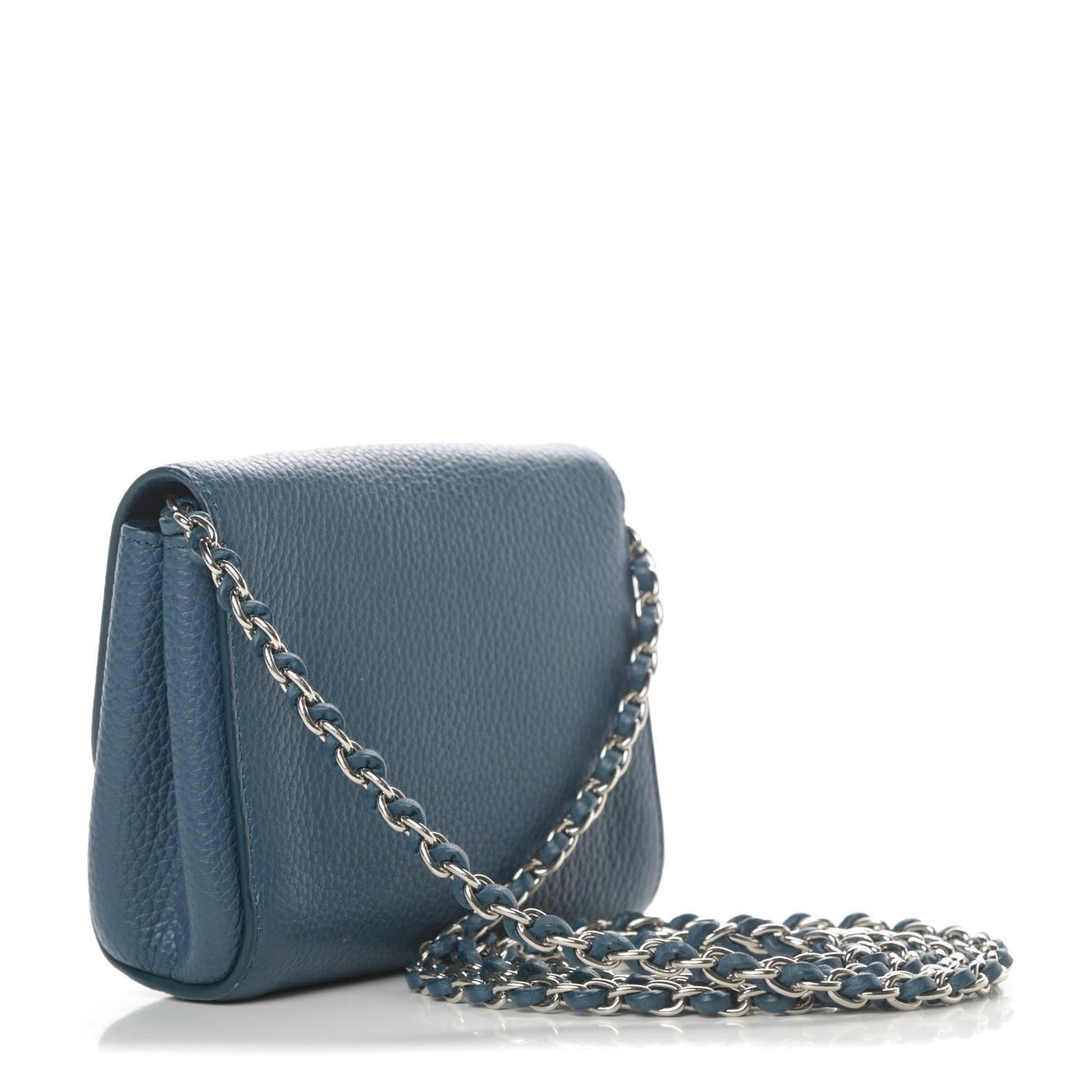 Small Classic Grain Calfskin Mini Lily Steel Blue