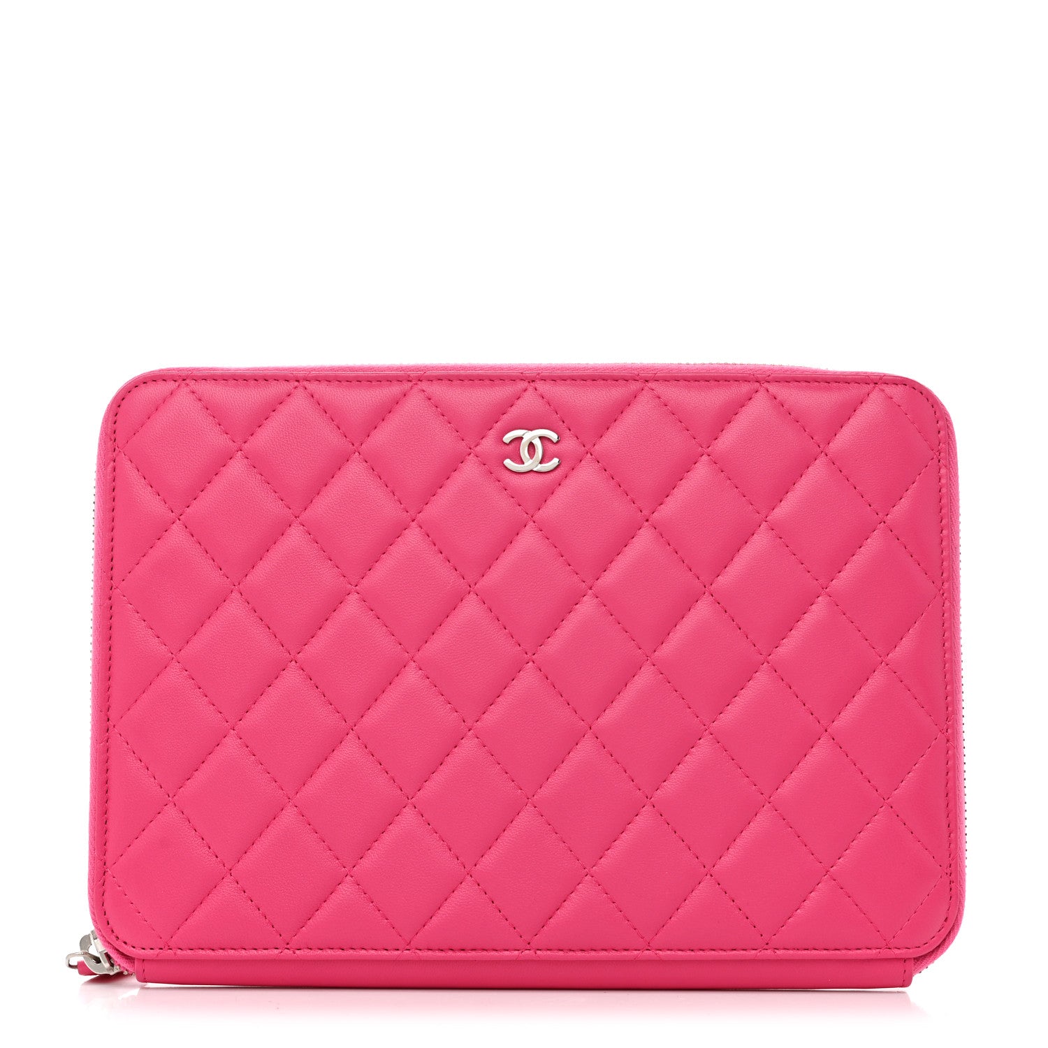 Chanel Lambskin Quilted Large Zip Around Organizer Wallet Pink 1 of 8