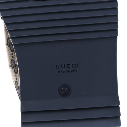Gucci Monogram Criss Cross Platform Slide Sandals 37 Beige Blue 6 of 9
