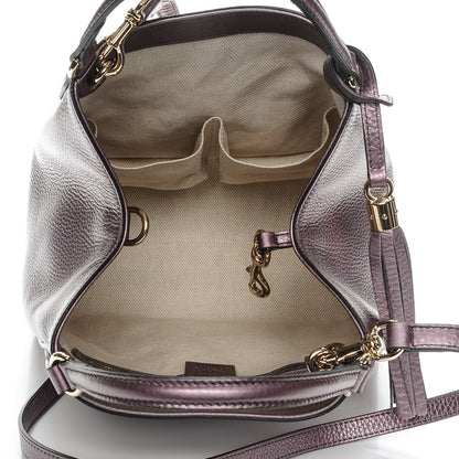 Gucci Metallic Pebbled Calfskin Small Soho Shoulder Bag Purple 5 of 21