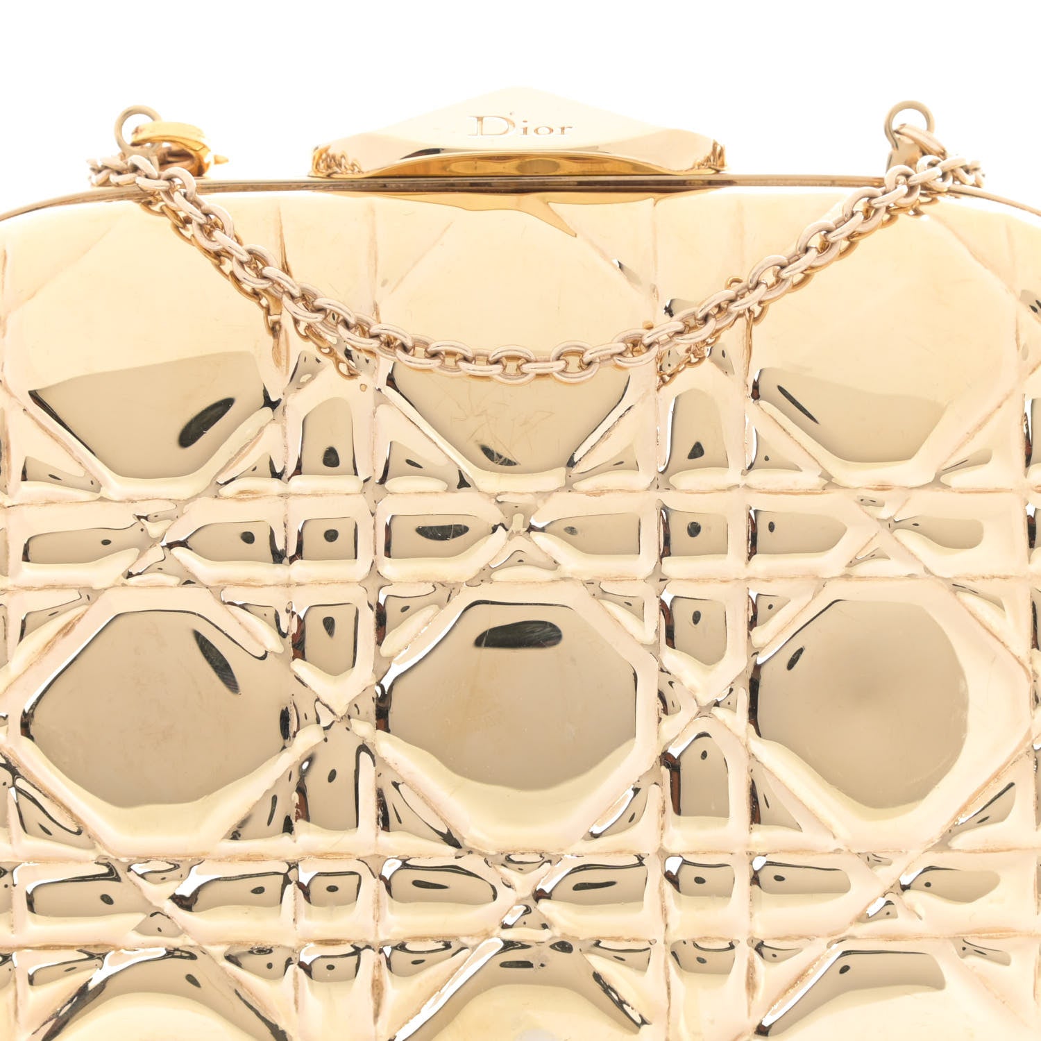 Christian Dior Metal Cannage Clutch Bag Gold 7 of 13