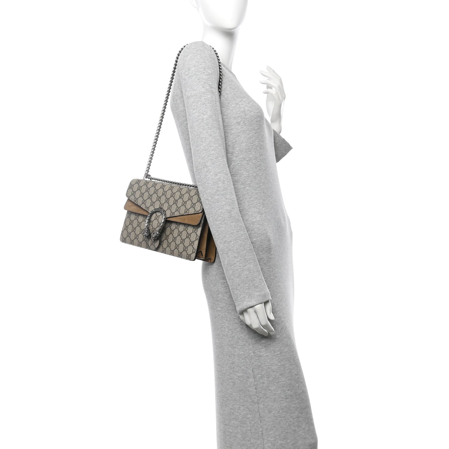 Gucci GG Supreme Monogram Small Dionysus Shoulder Bag Taupe 2 of 12
