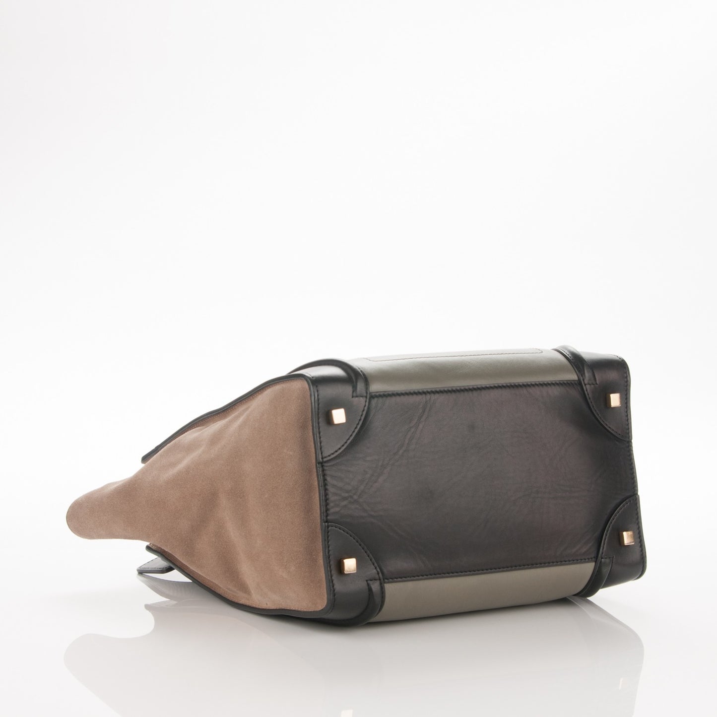 Smooth Calfskin Suede Mini Tri-Color Luggage Almond