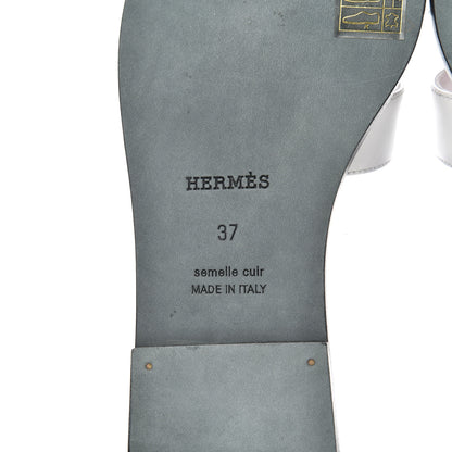 Hermes Box Calfskin Bois De Rose White Oran Sandals 37 White 7 of 10