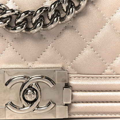 Chanel Metallic Calfskin Quilted Small Boy Flap Light Pink 8 of 10