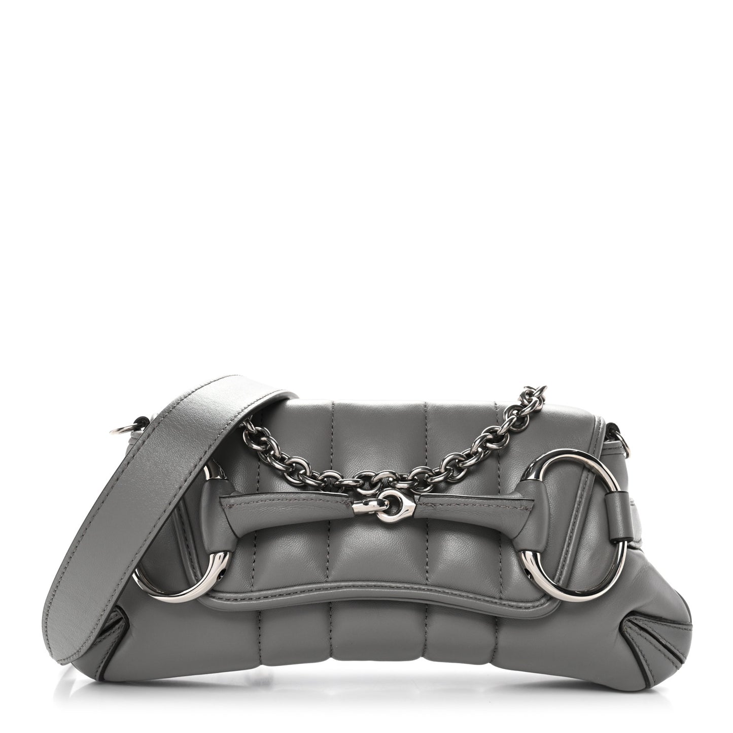 Nappa Vertical Matelasse Small Maxi Horsebit Chain Shoulder Bag Gray