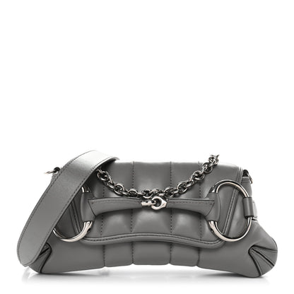 Gucci Nappa Vertical Matelasse Small Maxi Horsebit Chain Shoulder Bag Gray 1 of 10