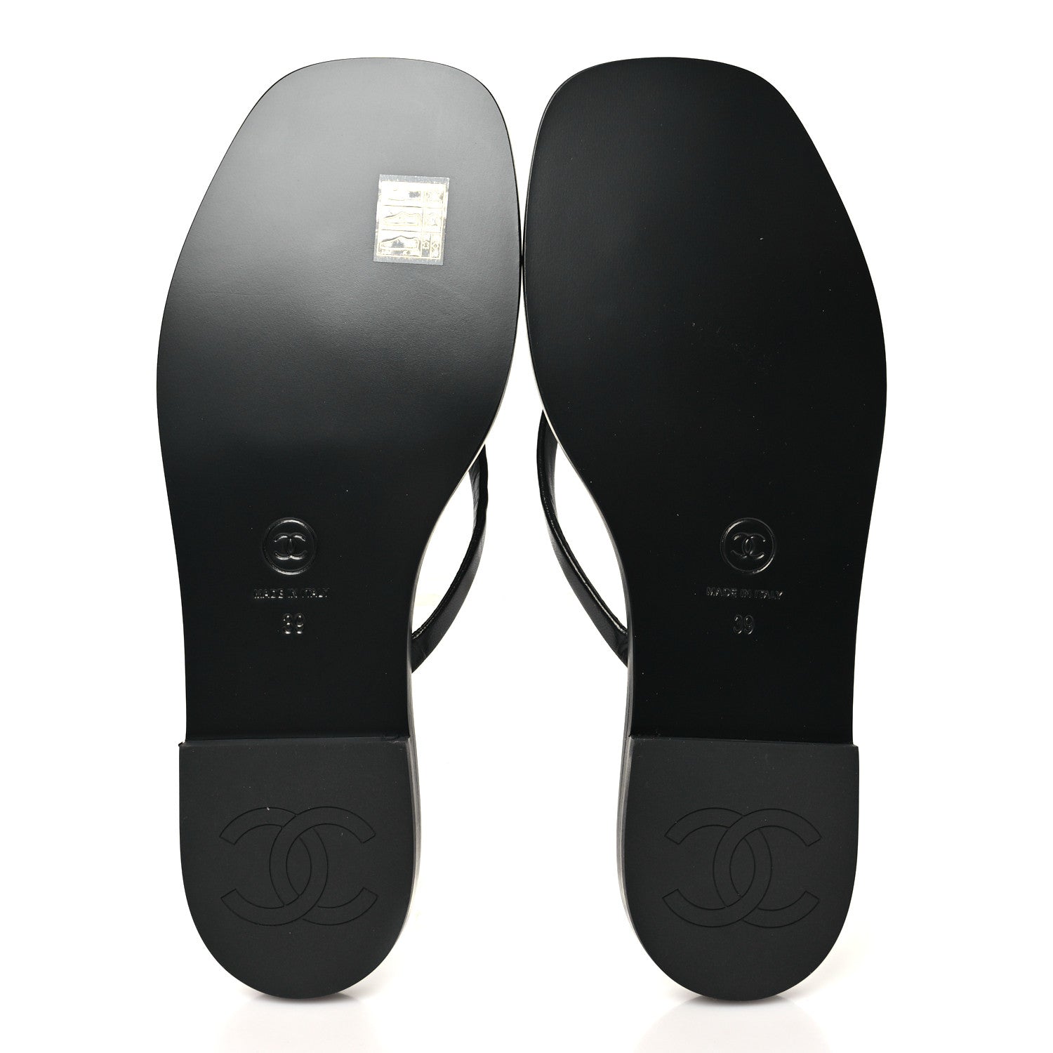 Chanel Goatskin CC Times Square Thong Sandals 39 Black 6 of 10