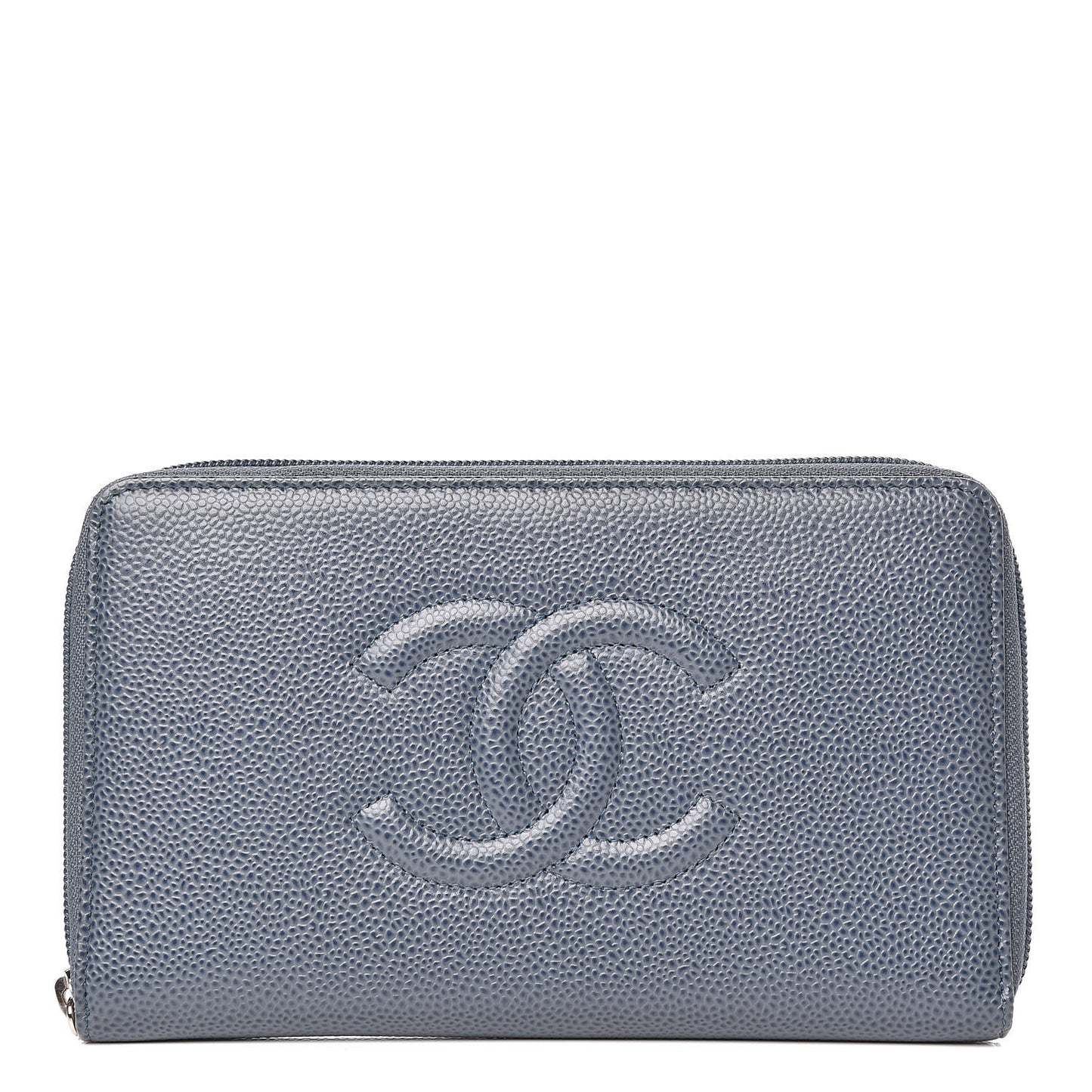Caviar Large CC Timeless Zip Around Organizer Wallet Blue