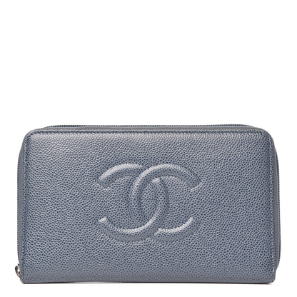 Chanel Caviar Large CC Timeless Zip Around Organizer Wallet Blue 1 of 9
