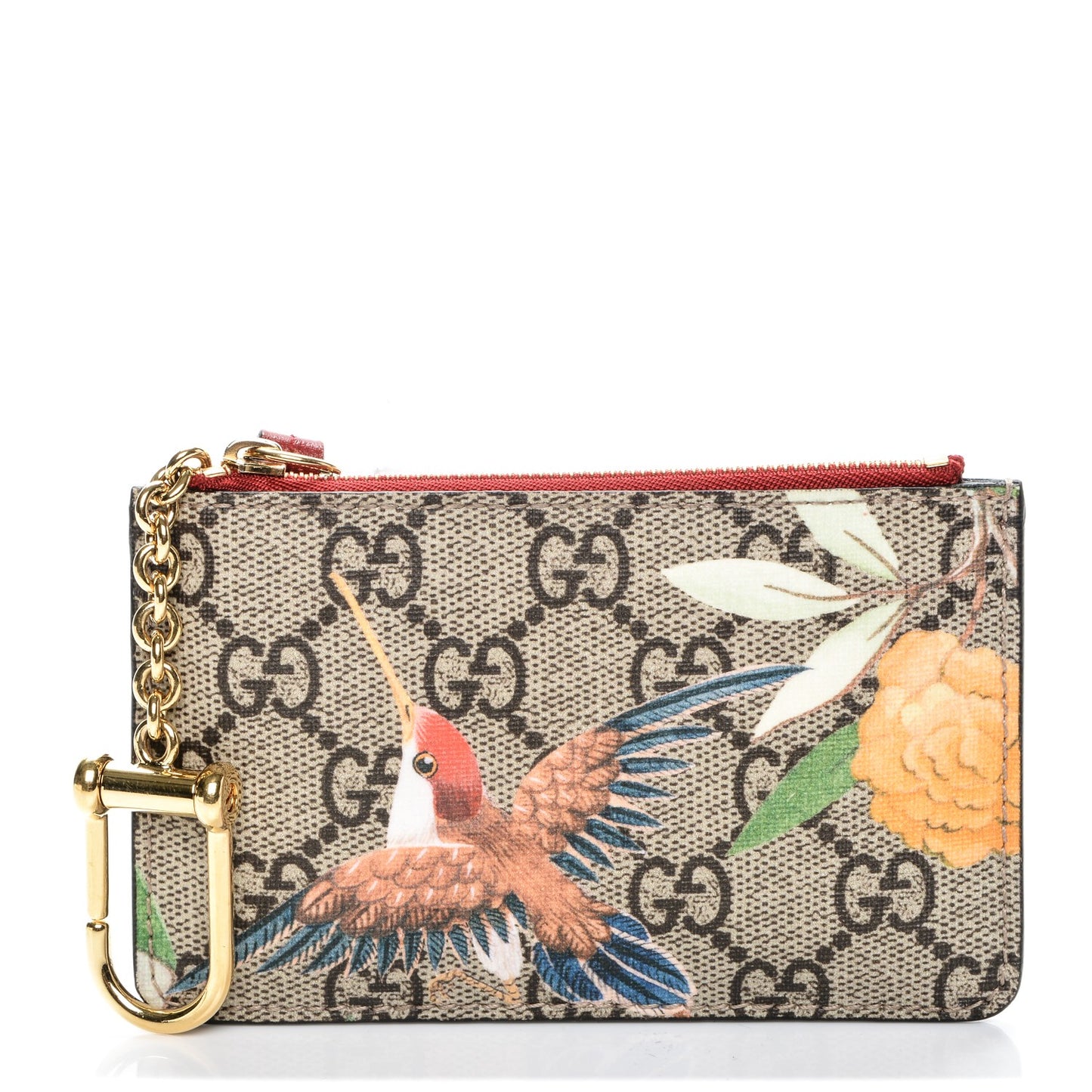 GG Supreme Monogram Tian Key Case Beige Multicolor Red