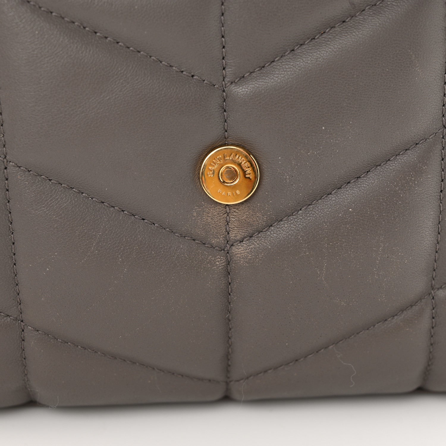 Saint Laurent Lambskin Quilted Toy Loulou Puffer Monogram Chain Satchel Fog 14 of 17