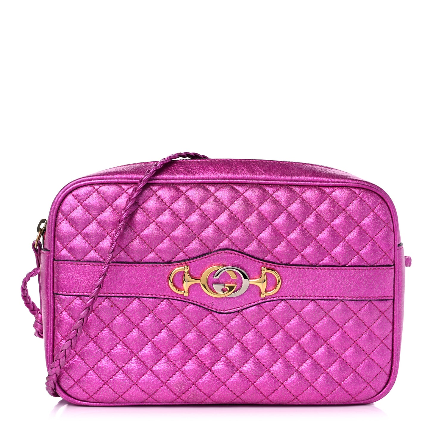 Laminated Nappa Trapuntata Small Zumi Shoulder Bag Fuxia
