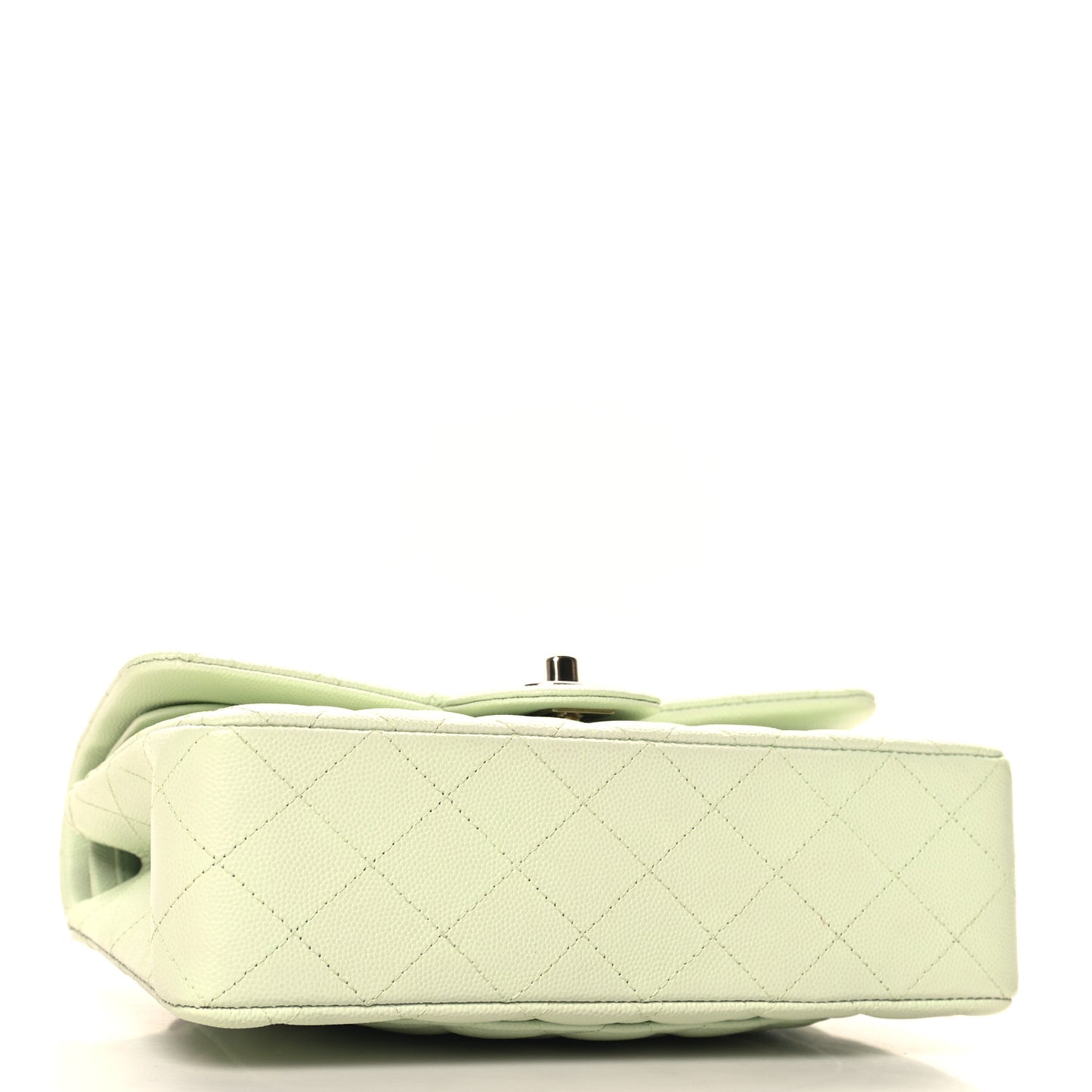 Caviar Quilted Small Double Flap Light Green