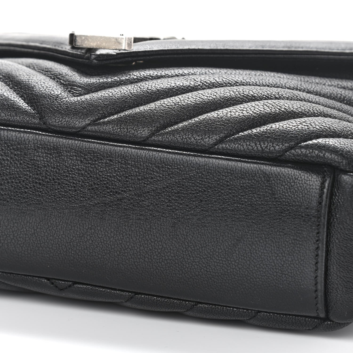 Saint Laurent Sheepskin Matelasse Chevron Monogram Medium College Bag Black 13 of 13