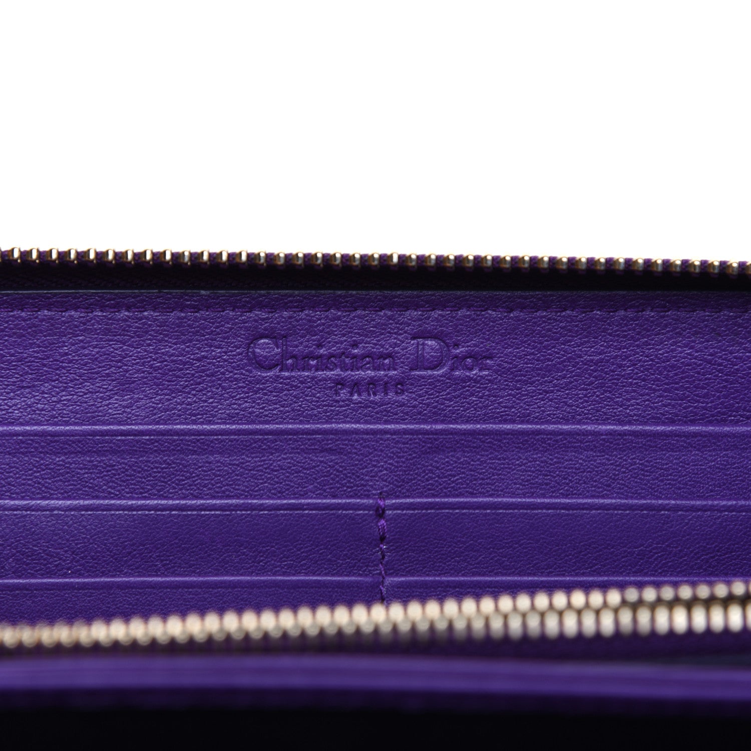 Christian Dior Patent Cannage Voyageur Zip Around Wallet Purple 8 of 12