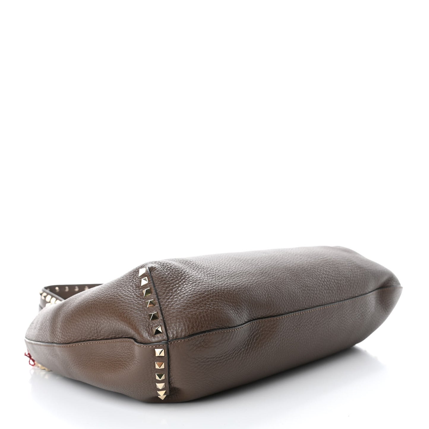 Grained Calfskin Large Rockstud Hobo Deep Taupe